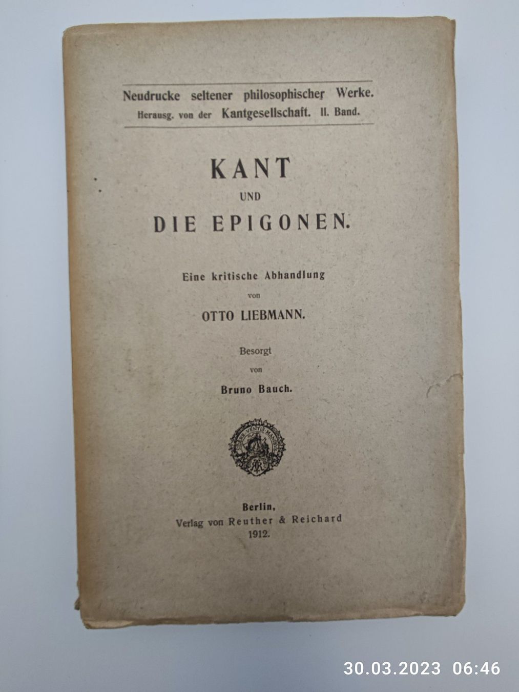 Bücher: PHILOSOPHIE - KANT - 1912 – Gebraucht aus Goldach von Gaip 1