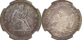 USA 25 Cents 1857 Seated Liberty Quarter Silber ERHALTUNG!