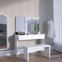 Kosmetiktisch 120cm weiss Schminktisch + Spiegel ohne Bank