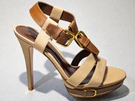 NEUE Gianvito Rossi Sandalen Beige Leder Plateau Gr.- 36½