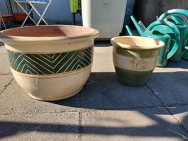 2Blumentöpfe ton mit muster