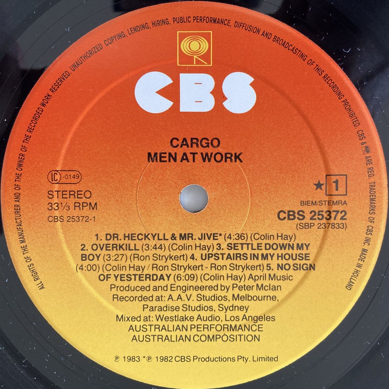 Vinyles: MEN AT WORK - CARGO – D'occasion à Bottens par hotter-than-hell 3