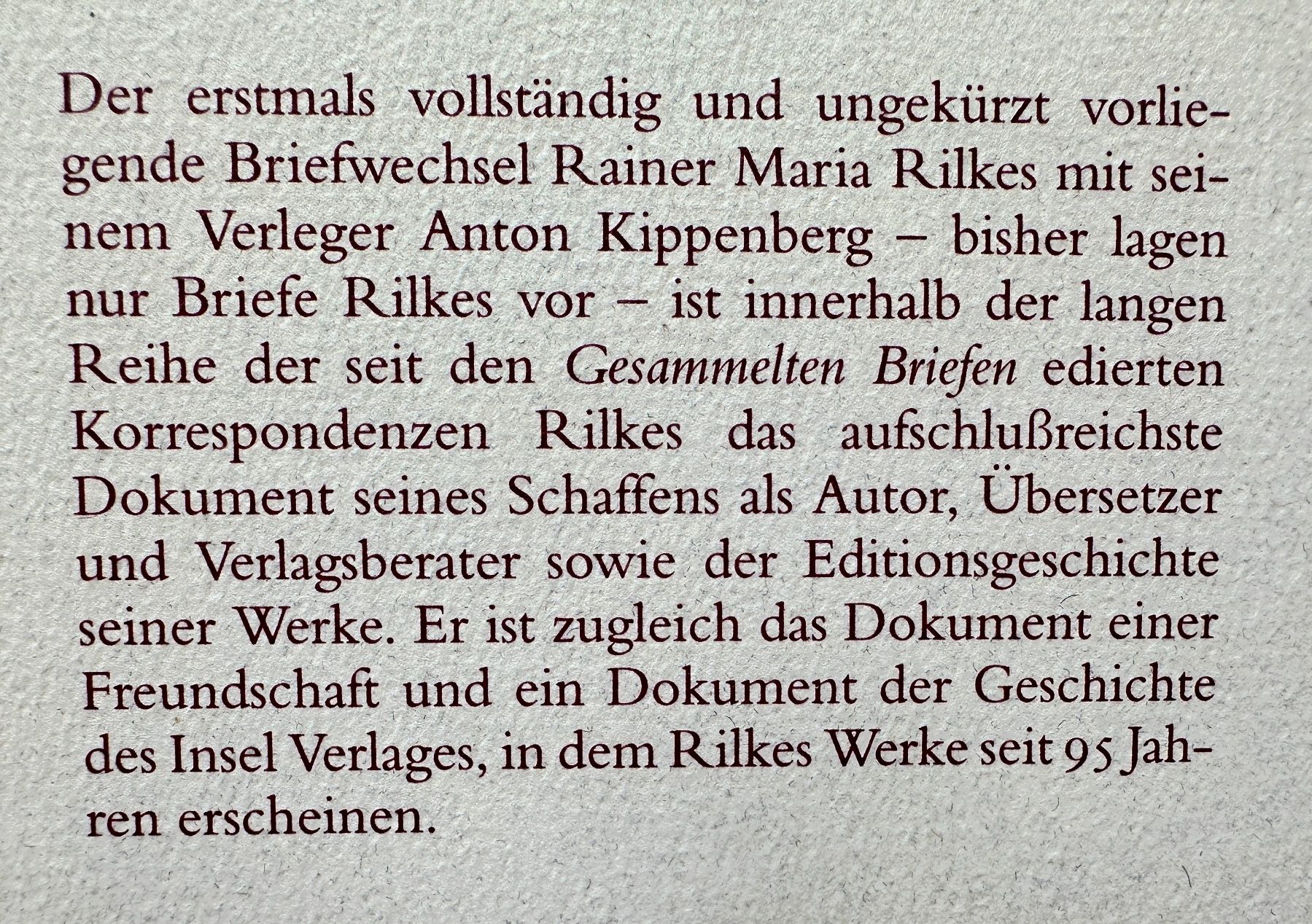 Libri: Rainer Maria Rilke: Briefwechsel mit Anton Kippenberg. – Usato da Zürich venduto da allp 9