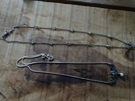 2 Silber 925 Halskette mit Perle und Zirkonia