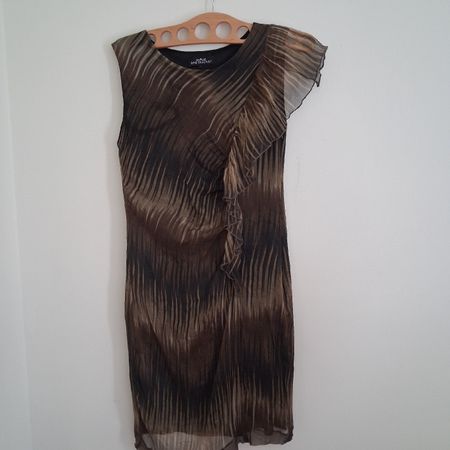 Ana Alcazar Brown Elegant Silk Dress Size 40