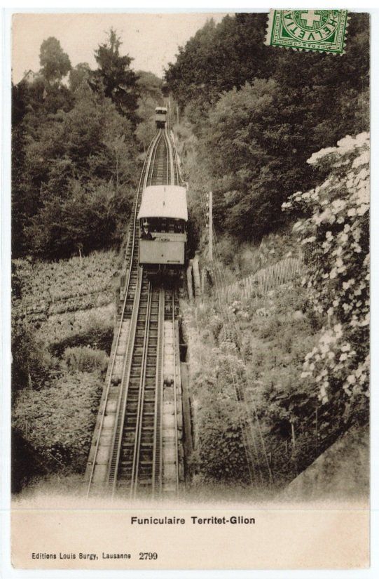 Ansichtskarten: E 41 FUNICULAIRE TERRITET-GLION 1907 – Gebraucht aus Fribourg von philafri