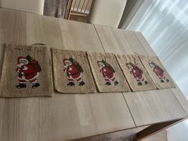 5x Juten-Samichlaussäckli mit identischem Motiv
