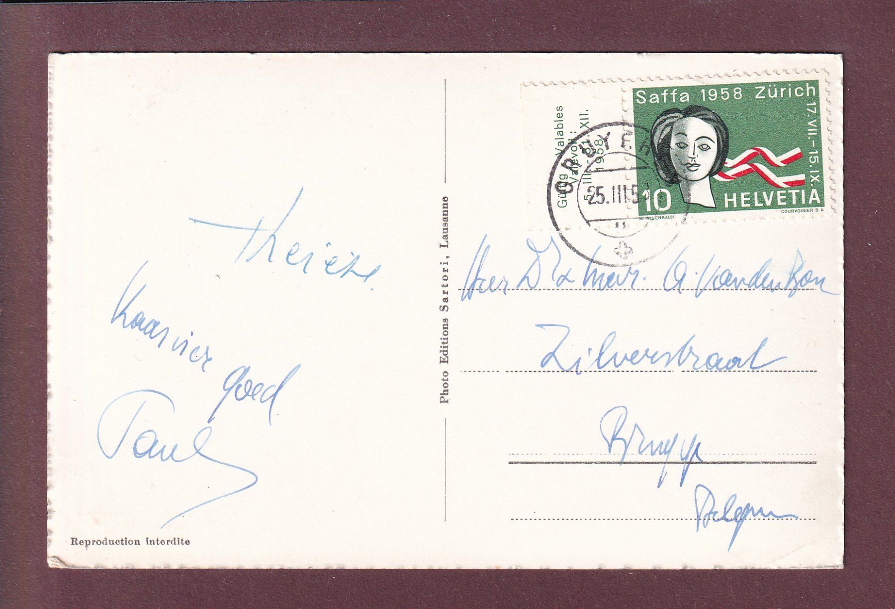 Cartes postales: GRUYERES - Musée Chalamala - 1958 – D'occasion à Pully par nicecards 1