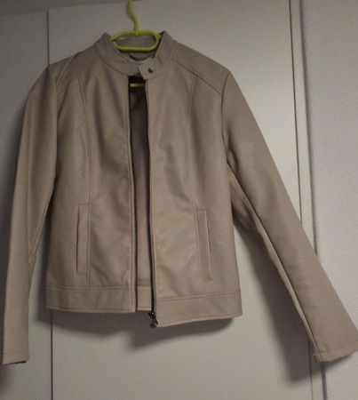 Damen fake Lederjacke Beige Grösse M 