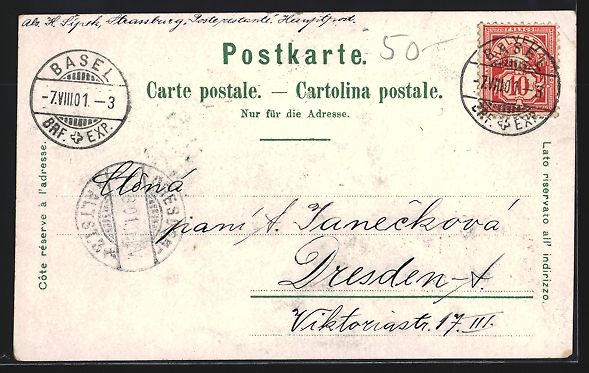 Cartoline postali: Litho Basel, Klein-Basel, Theater, Spale – Usato da Berlin venduto da bartko-reher 1