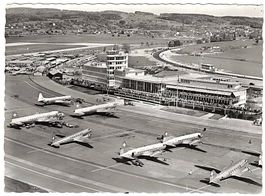 Karte Flugplatz Zürich Kloten - Luftaufn. 50er-Jahre - ungel