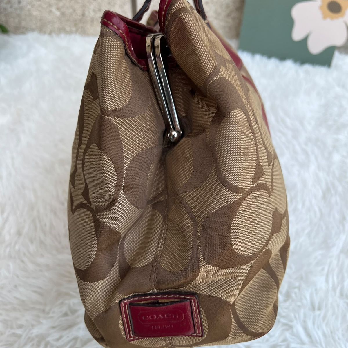 Coach Borse da donna: COACH Handtasche Monogramm Canvas Leder Rot 36x24cm – Usato da Eggenwil venduto da CNSRVINTAGE 3