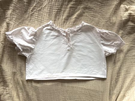 Vintage Weisses Baumwolltop mit Spitze