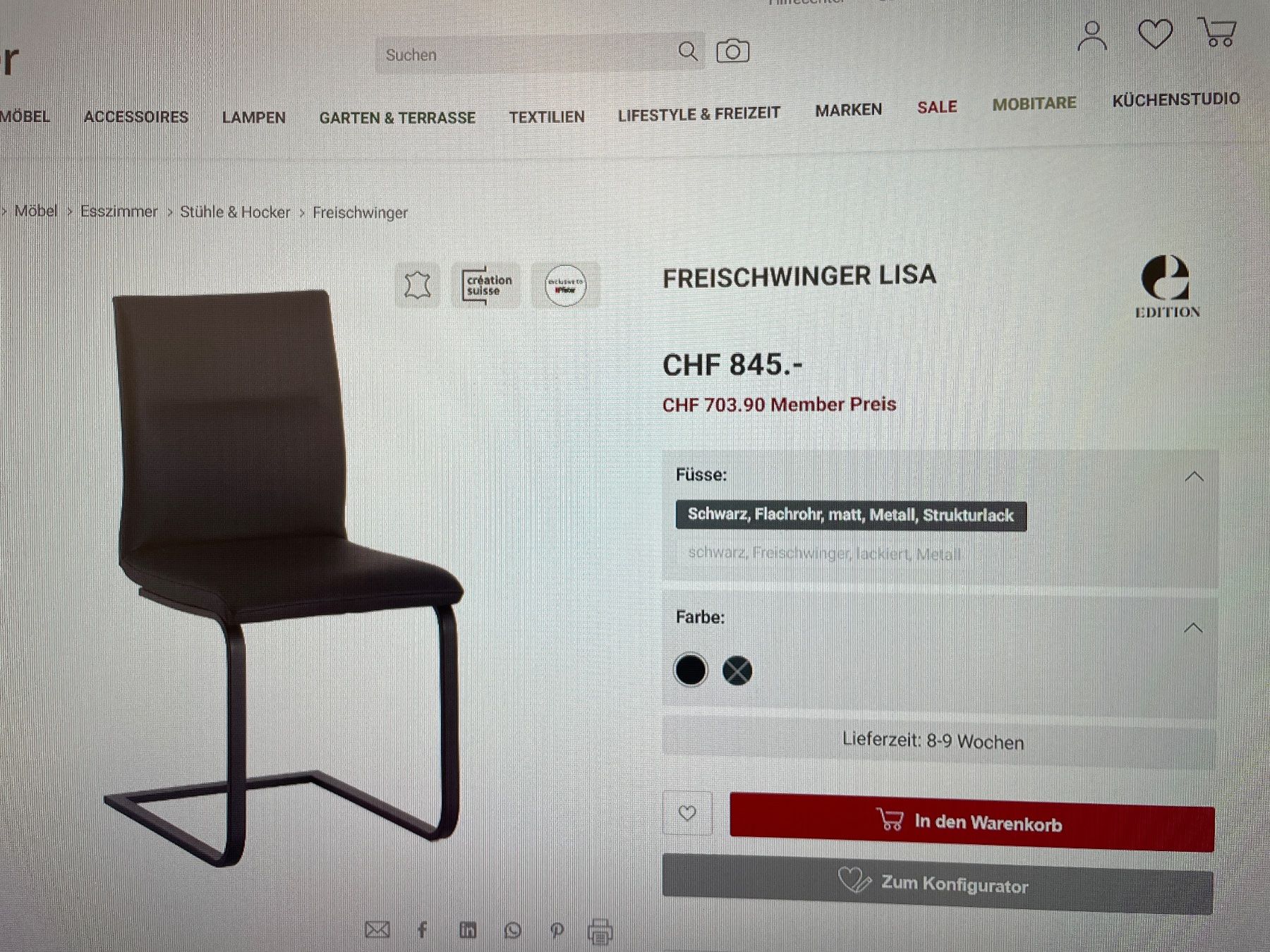 Pfister Stühle: 8 Freischwingerstuhl – Gebraucht aus Beinwil (Freiamt) von  3