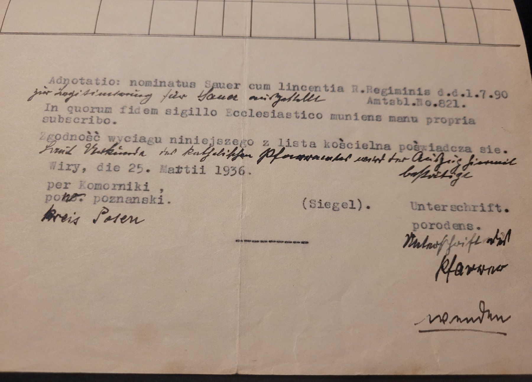 Armi bianche: Deutsches Reich, Dokument 1936 – Usato da Kriens venduto da KTP 5