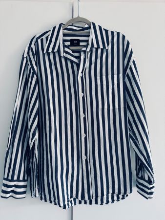 H&M Shirt / Hemd Grau/Weiss Gestreift Gr. M