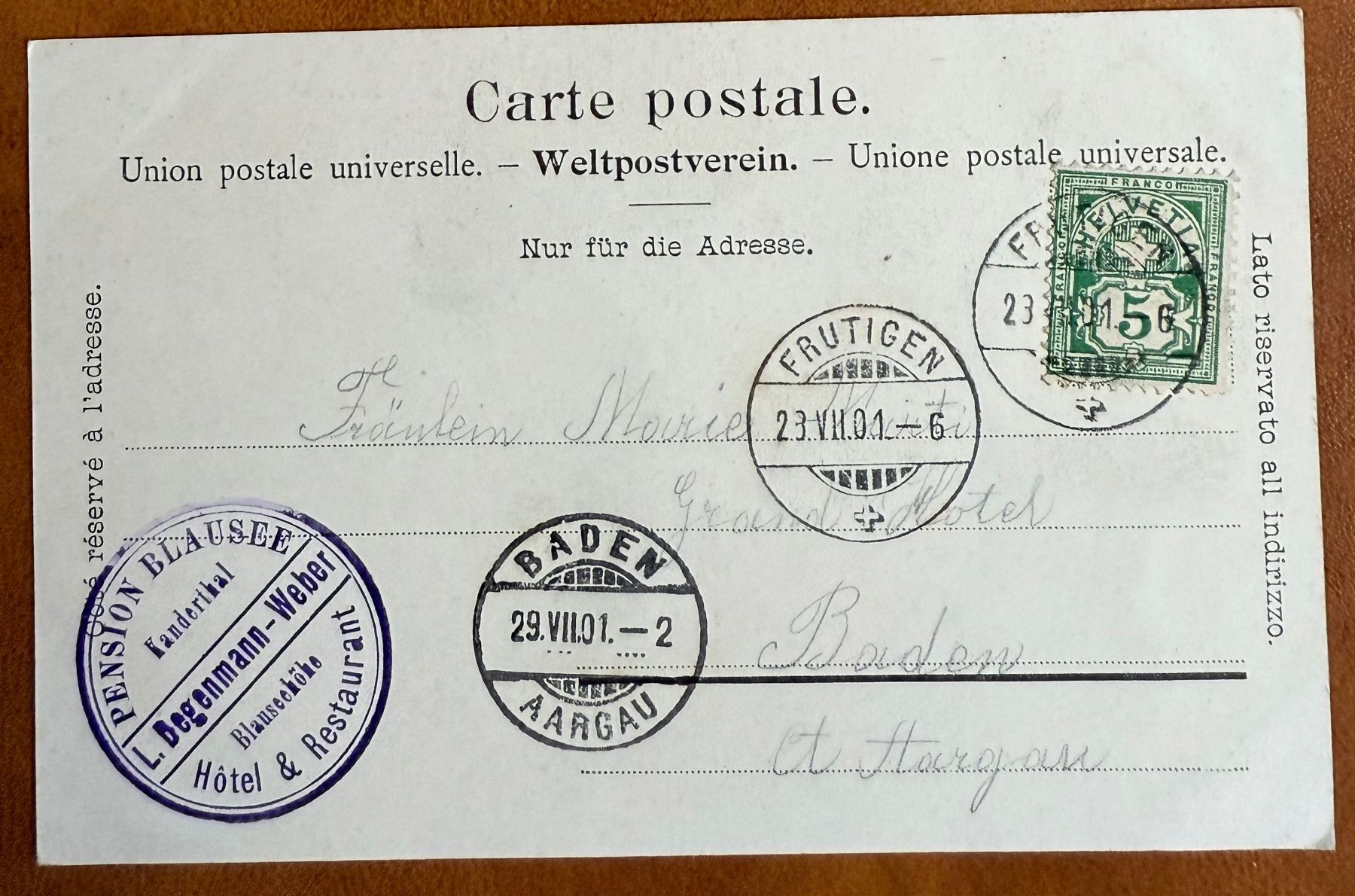Cartoline postali: Gruss vom Blauseeli ! Litho 1901 – Usato da Lutry venduto da Ediego 1