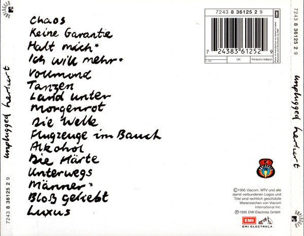 CD: CD Herbert Grönemeyer - Unplugged (1995) – Usato da Möriken AG venduto da mineralia 1