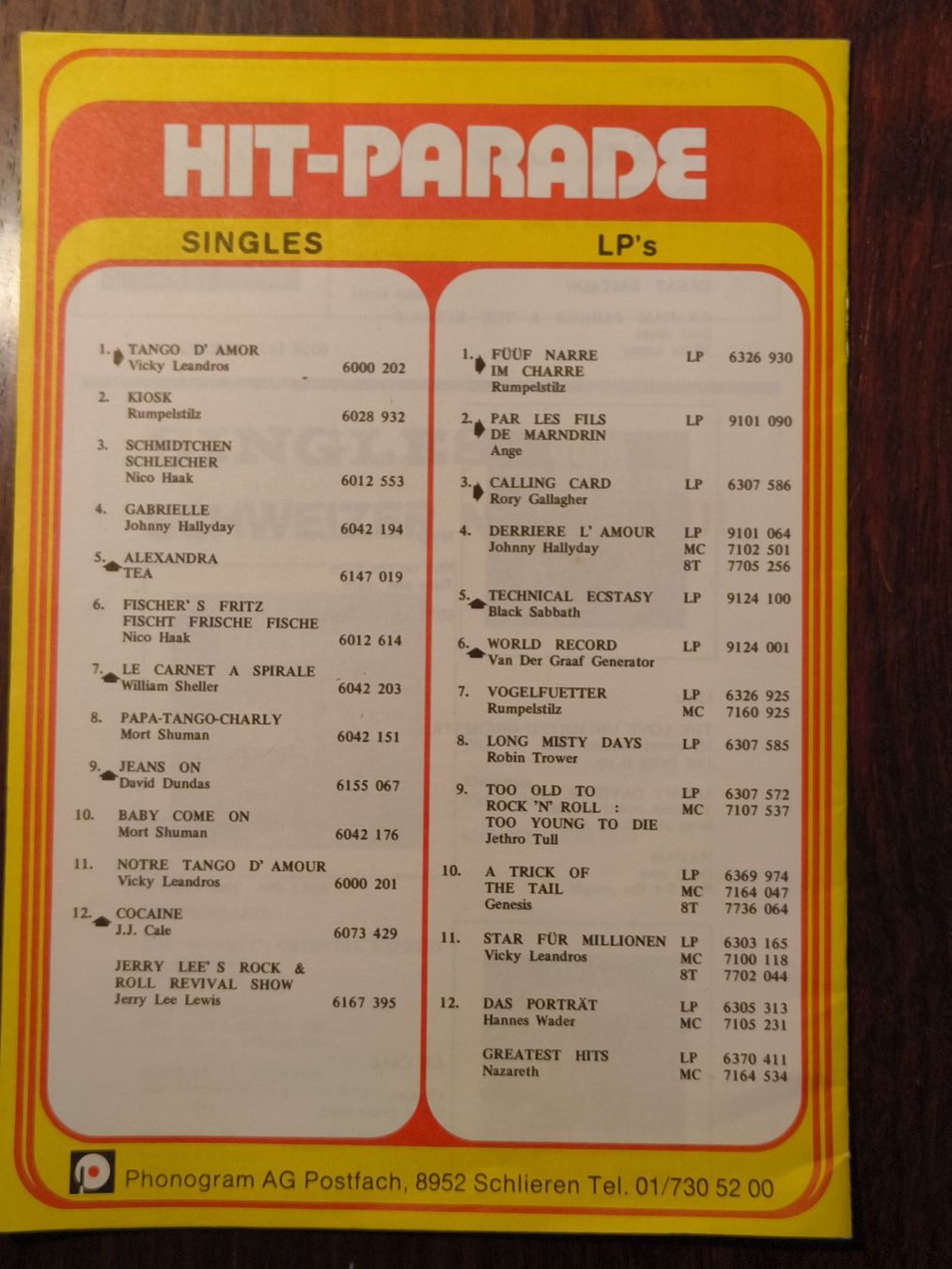 Neuheiten Bulletin Pop Tonträger Phonogram Rumpelstilz Hitpa (Gebraucht ...