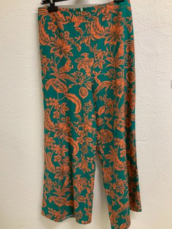 Hosen mit Blumenmuster Petrol-Orange Grösse M