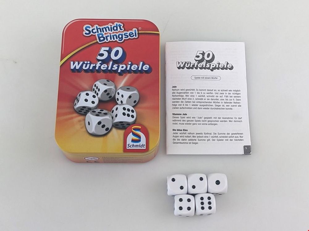 SCHMIDT | 50 Würfelspiele | Dose mit 5 Würfeln | Kaufen auf Ricardo