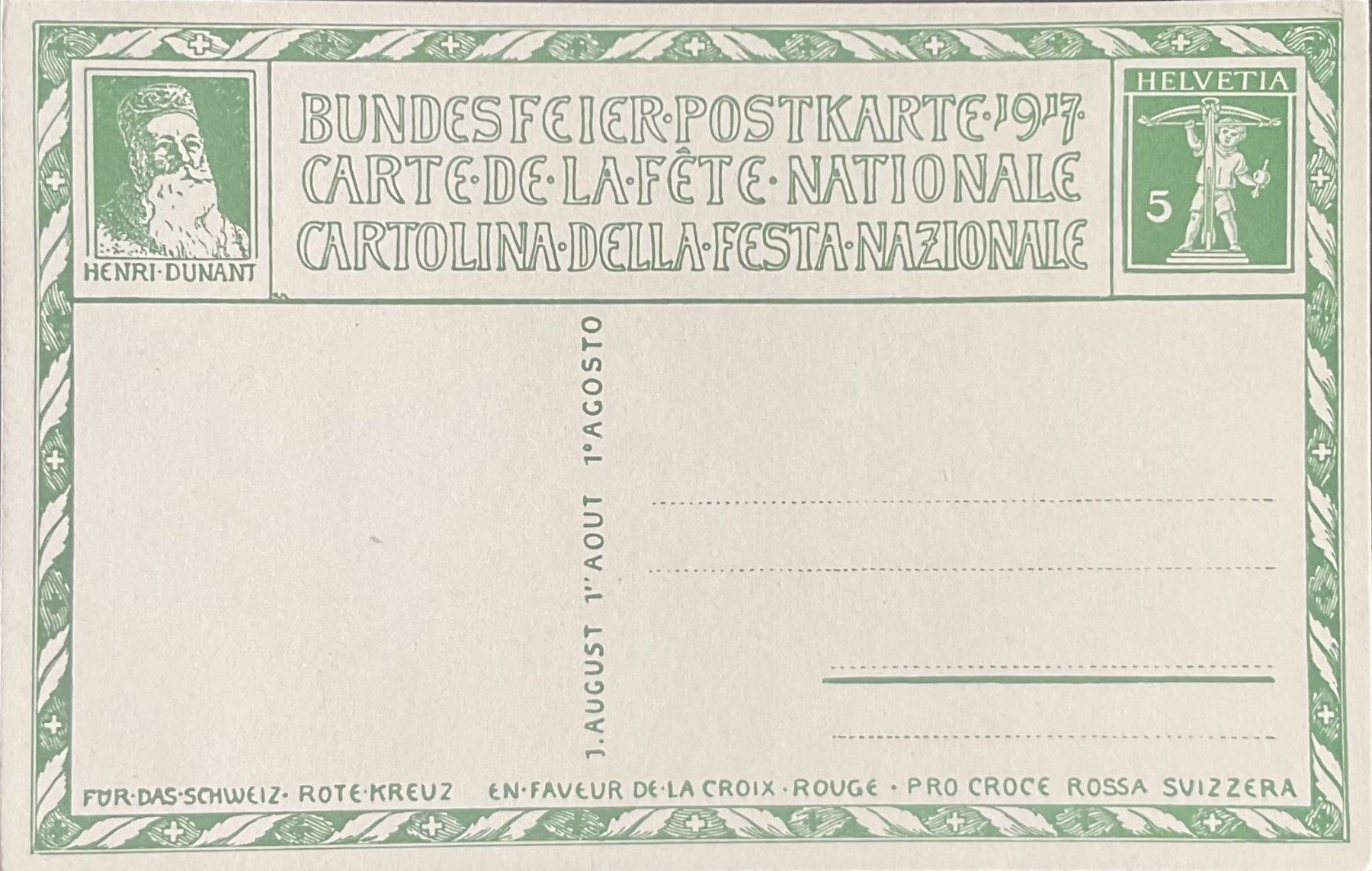 Tutti i francobolli: Bundesfeier-Postkarten 1917, Nr. 16 - 19 – Nuovo (secondo la descrizione) da Luzern venduto da 19primeln 4