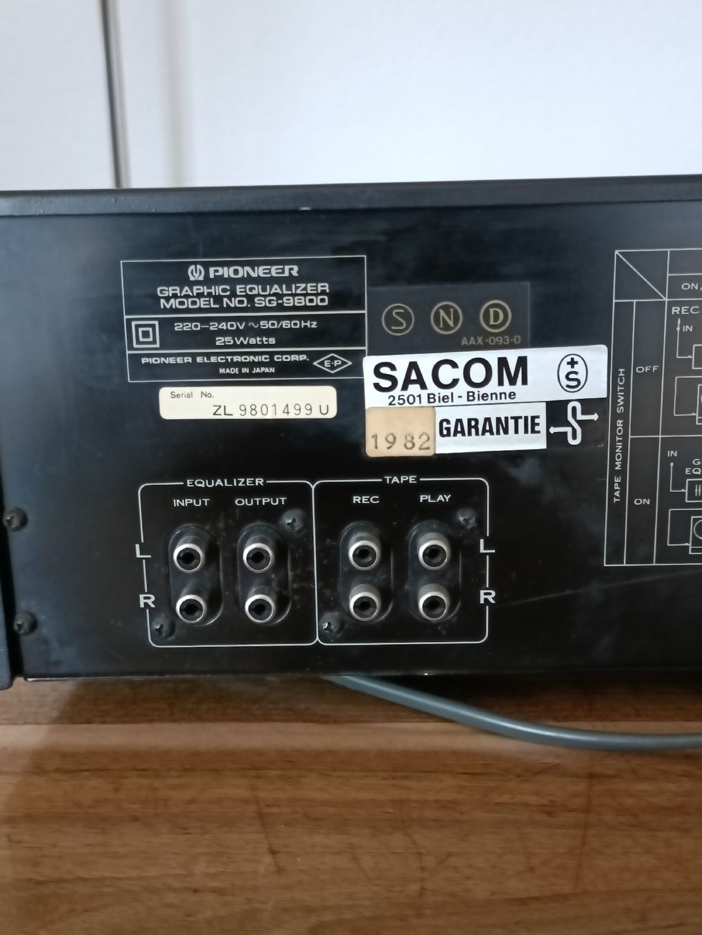 Pioneer Equalizzatori: pionnier equalizer SG 9800 – Usato da Plan-les-Ouates venduto da Bruni010 5