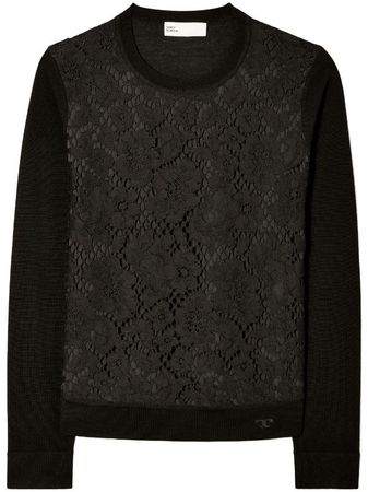 TORY BURCH Pulli Lace Pullover Luxus Sweater Gr XS