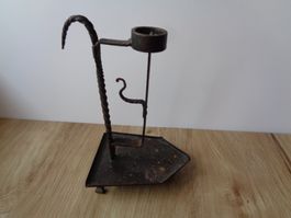 ANTIK KIENSPANHALTER EISEN SCHMIEDEEISEN HALTER FÜR KIENSPAN
