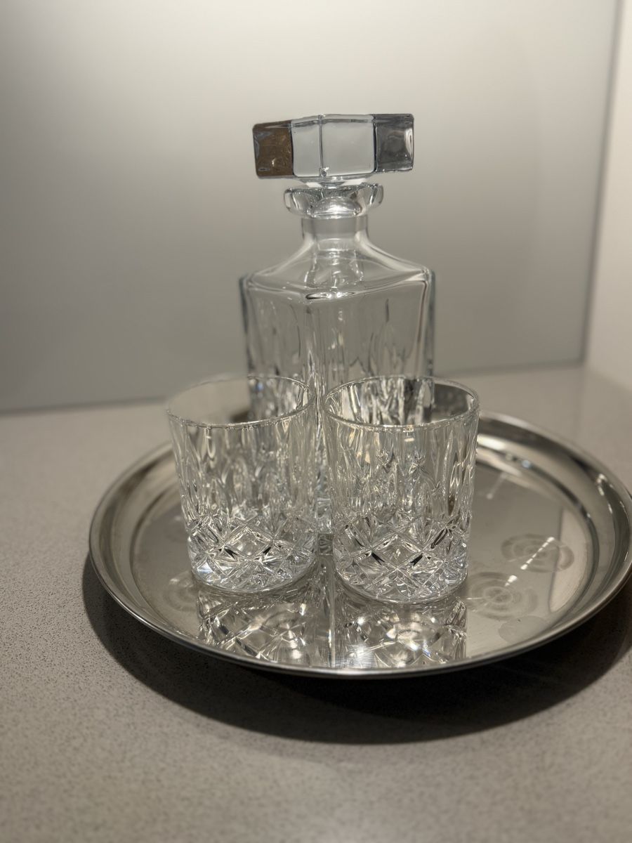 Caraffe: Kristallkaraffe mit 2 Gläsern Whiskyset – Nuovo (secondo la descrizione) da Ebikon venduto da her_82yr