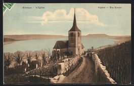 AK Ligerz, Die Kirche, 1914