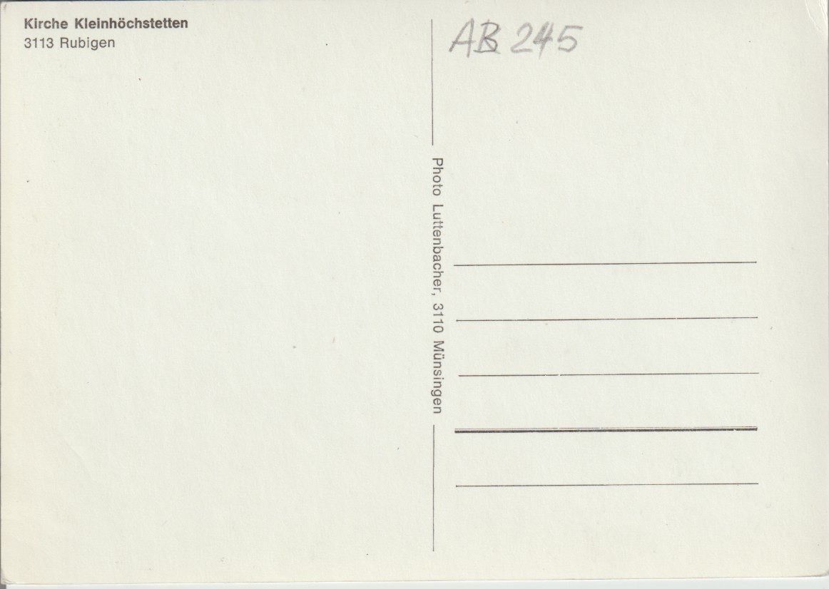 Cartoline postali: AB 245 Kleinhöchstetten, 3113 Rubigen, ca. 1950 – Usato da Freienbach venduto da Bhaltis 1