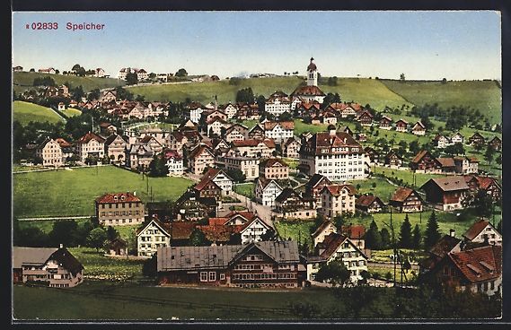 Cartoline postali: Speicher, Ortsansicht aus der Vogelschau – Usato da Berlin venduto da bartko-reher