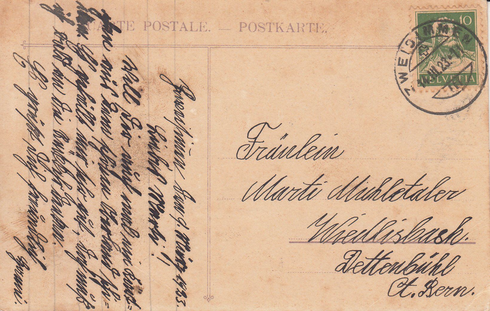 Cartoline postali: Zweisimmen 1923 – Usato da Bürglen TG venduto da StampGraf 1