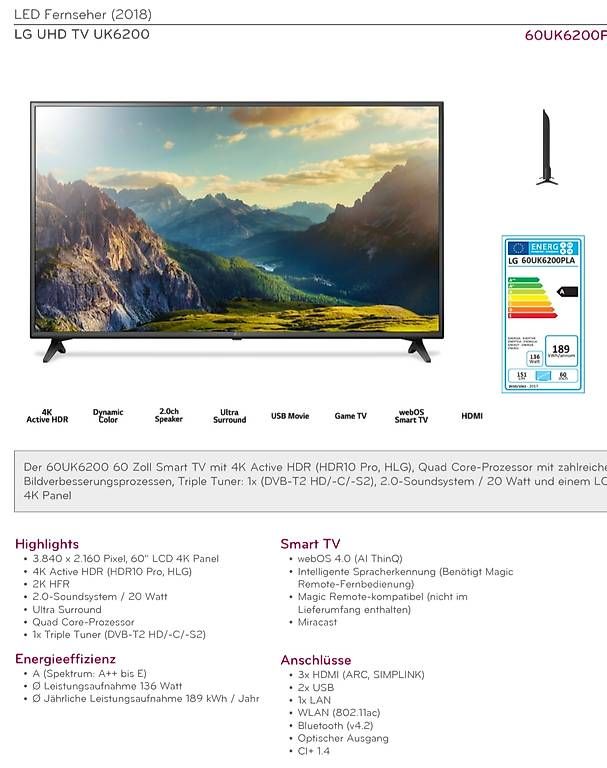 Televisori: LG smart 60 pollici  – Usato da Bellinzona venduto da tah_z6dy