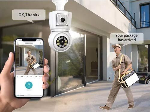 Sistemi d'allarme: Glühbirnen-WiFi-Kamera mit Dual-Objektiv. – Nuovo e nell'imballaggio originale da Liestal venduto da OMAROSHOP 3