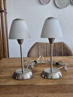 2x Trio Leuchten Tischlampe Paar Chrom Glas 33cm
