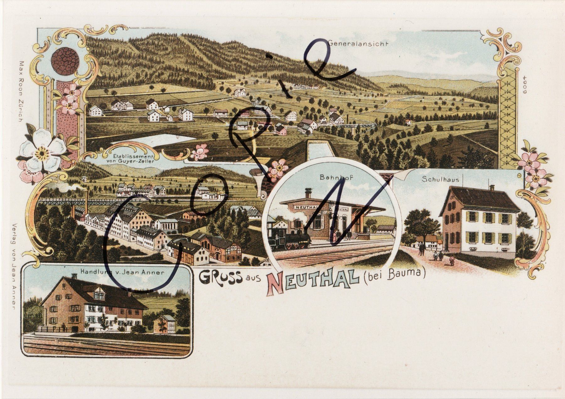 Cartoline postali: Gruss aus Neuthal - (Litho-Ansicht um 1900) – Usato da Fällanden venduto da Blausegelfliege