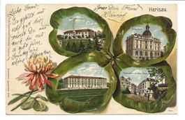 Herisau (AR) Kleeblatt-Präge-Litho - Post Krankenhaus - 1904