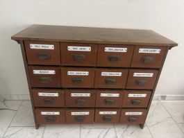 Alte Apotheker Kommode Schubladenmöbel Vintage Regal mit S