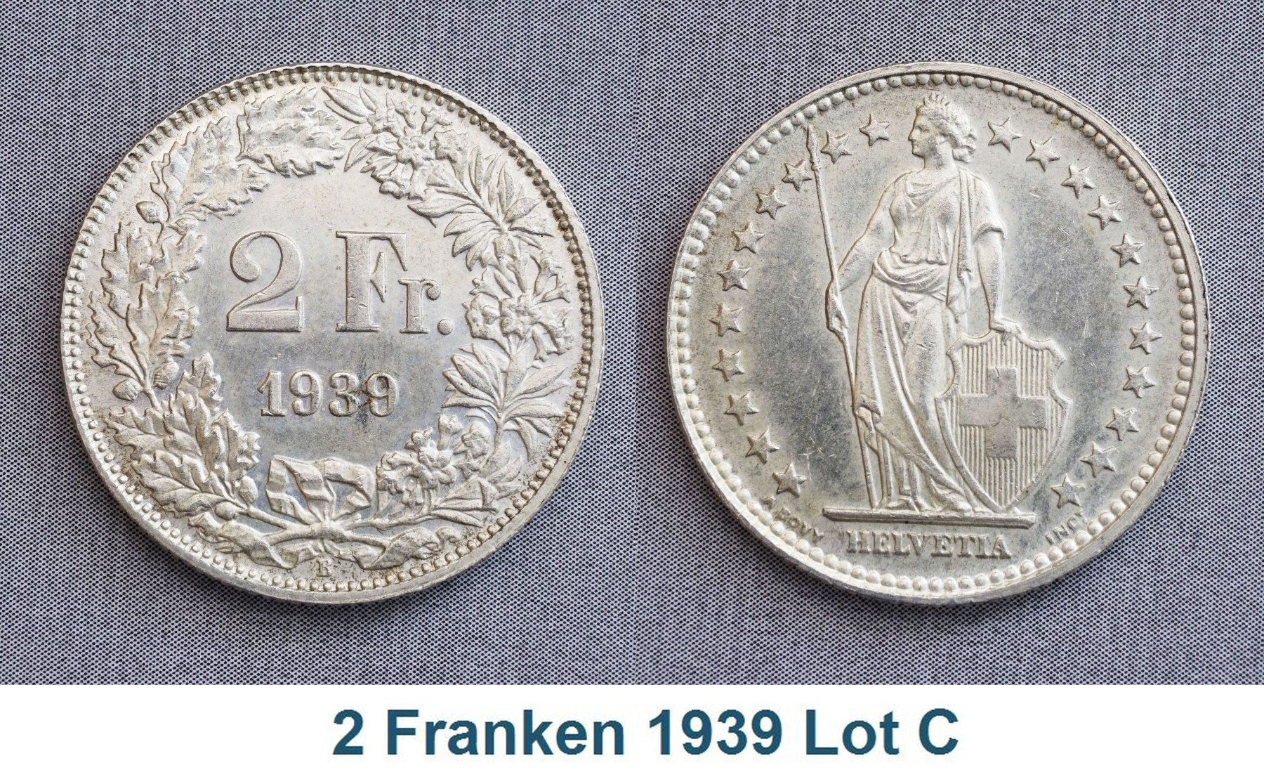 Tutti le monete: 2 Franken 1939 Lot C top – Usato da Flamatt venduto da samowarow