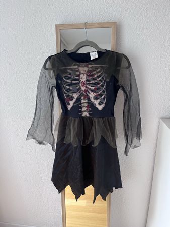 Halloween Skelett Kostüm Kleid Gr 146