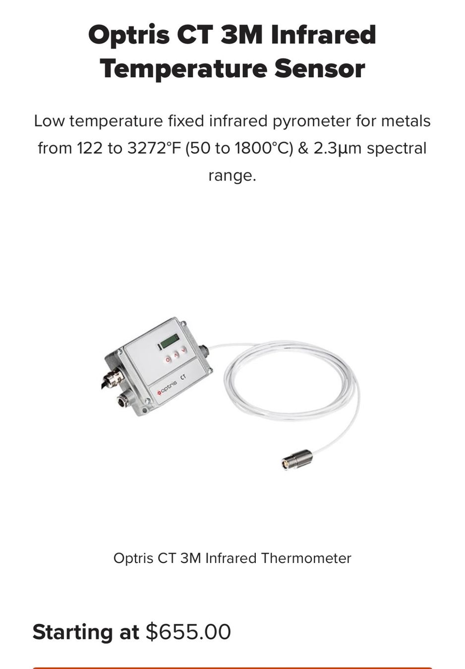 Misurare: Optris CT ЗМ Infrared Temperature Sensor – Usato da Basel venduto da La.Bonne.affaire 1