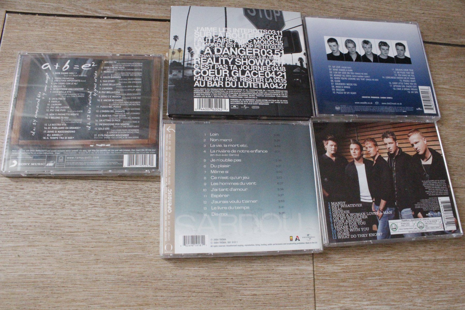 CD: 5x CD Michel  Sardou,Westlife, Eddy Mitchell, Eros Ramazzoti – Nuovo (secondo la descrizione) da Travers venduto da ColibriRoseOrange 1