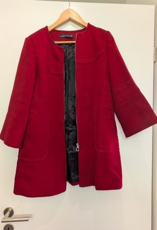 Zara Woman Red Coat - Perfect for Autumn and Spring, Size M