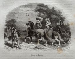 Stahlstich 1843 - Falkenjagd