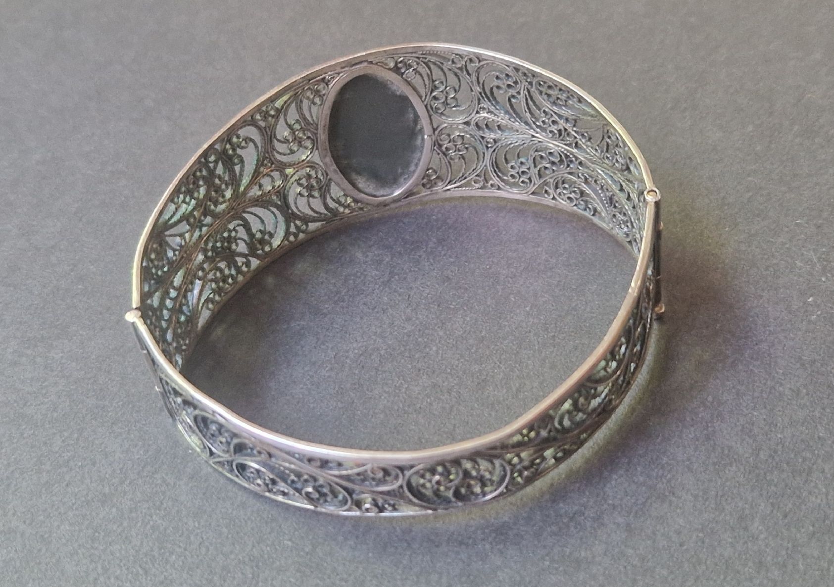 Bracciali & Braccialetti: Armreif Silber Malachit Grösse  6x6,5 cm – Usato da Seengen venduto da Seestern77 2