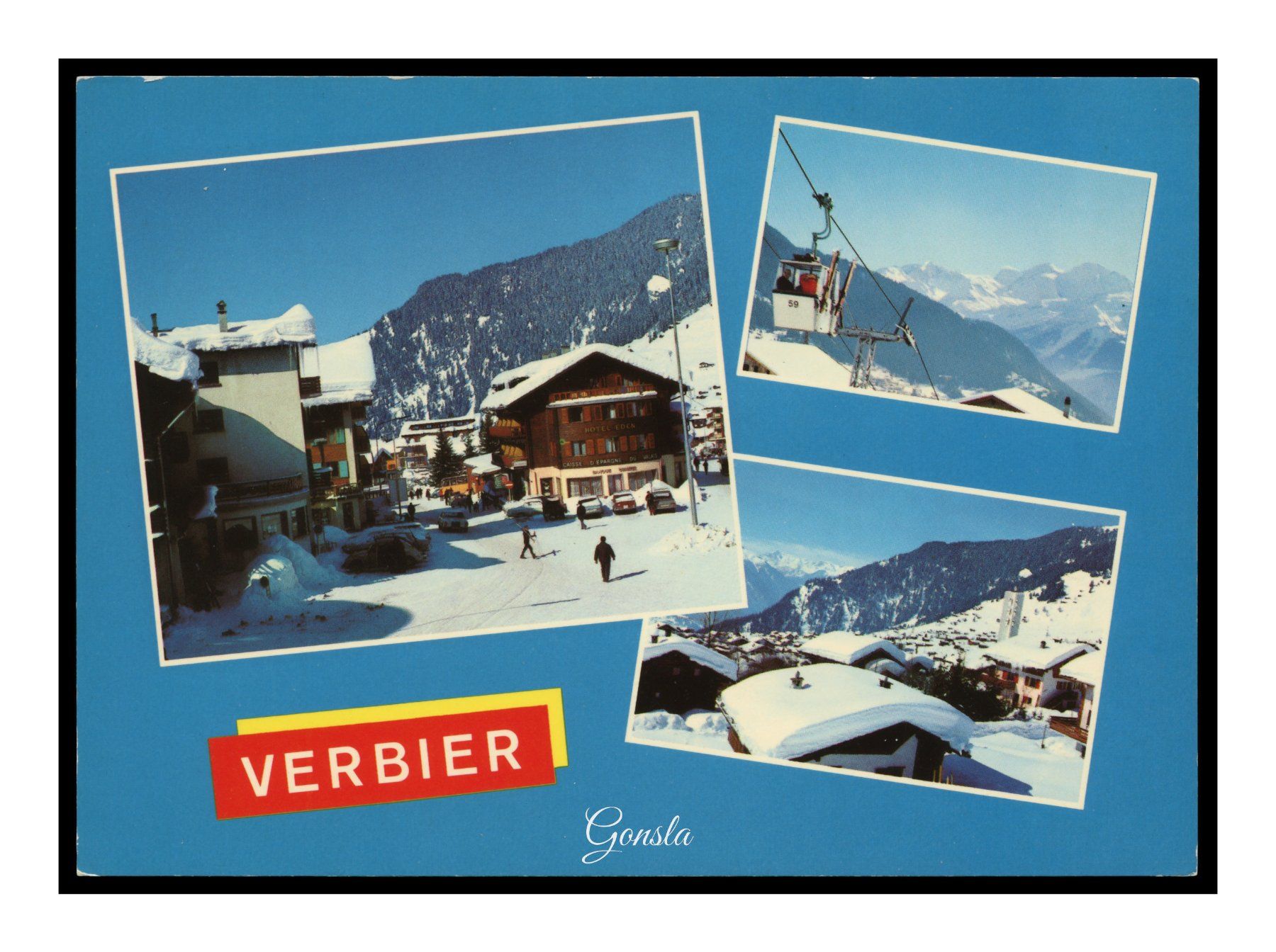 Cartoline postali: VERBIER - 1960 "Multi-Vues hivernale" – Usato da Onex venduto da Lagorel01