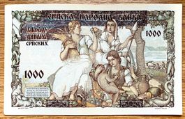 1000 Dinar Jugoslawien 1941, Rarität!!!