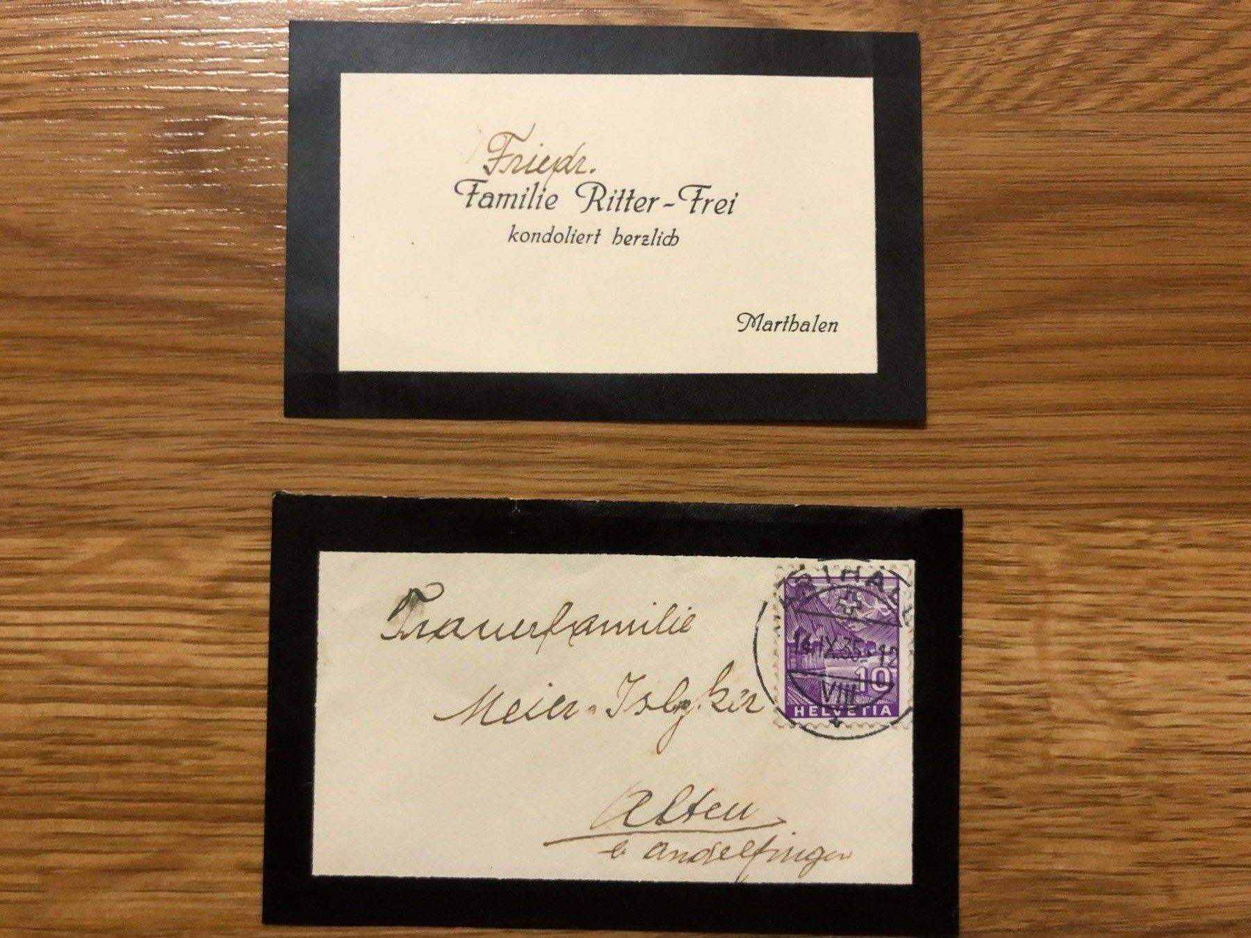 Alle Briefmarken: Trauerbriefchen mit Inhalt 14.IX.35 Marthalen – Gebraucht aus Landquart von interesse63